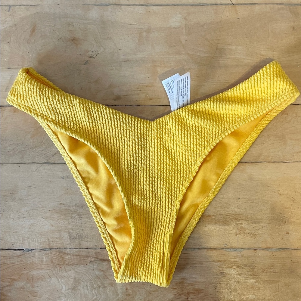 Abercrombie & Fitch Yellow Tall Side High Leg Cheeky Bikini Bottom